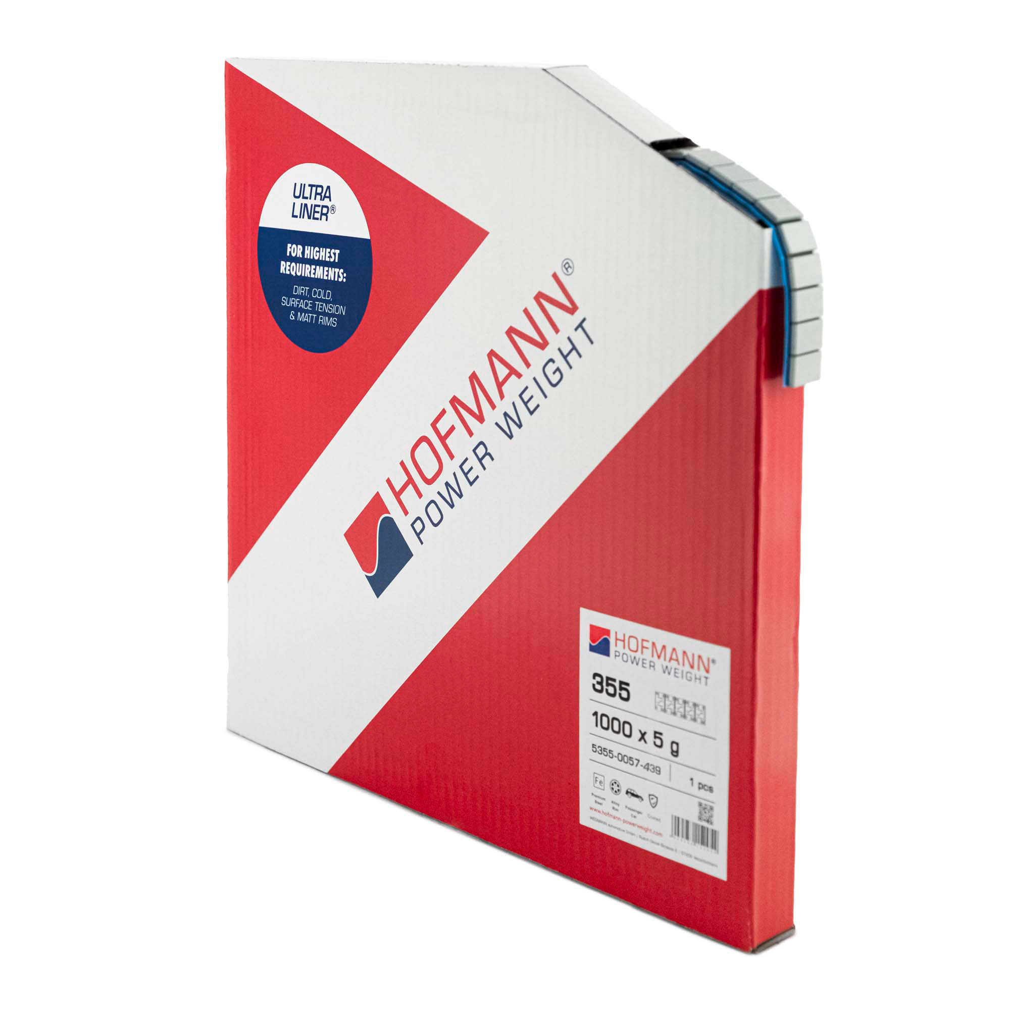 HOFMANN POWER WEIGHT-Stahl-Klebegewichtsrolle Typ 355 2.0, 5kg, silber, ULTRALINER Klebeband-5355-0057-439