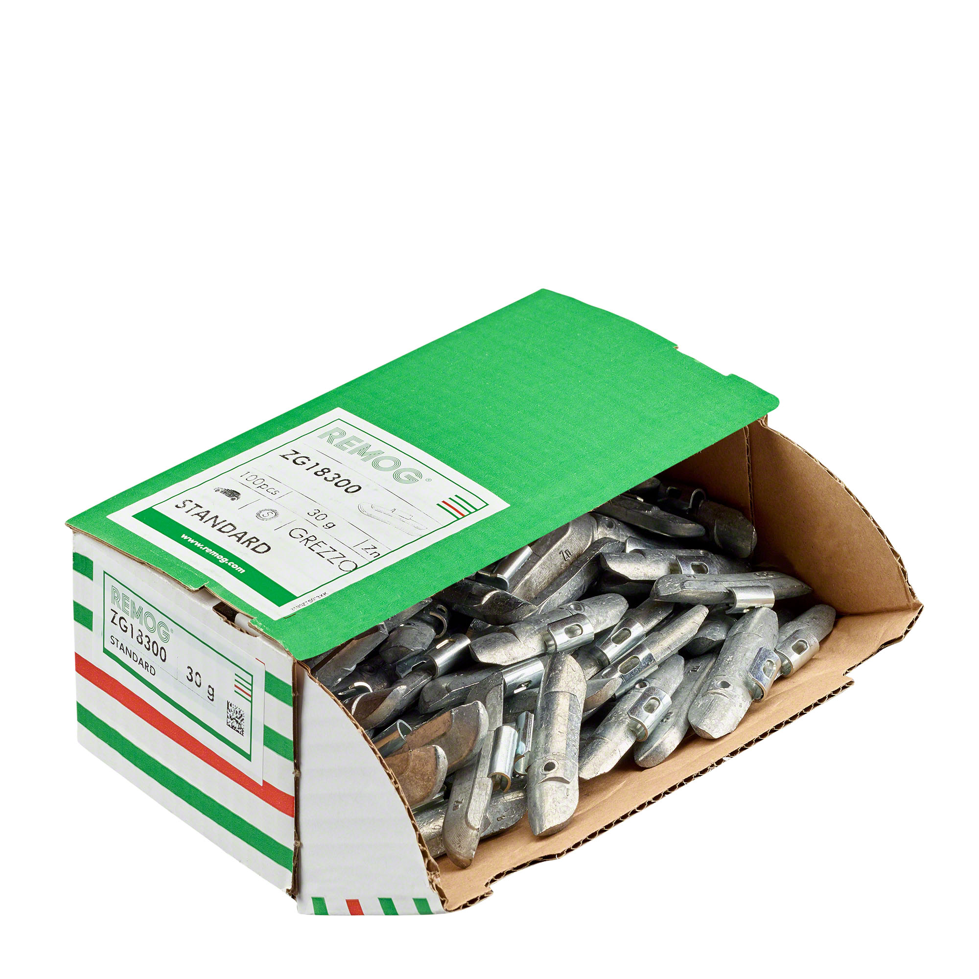 -100× Schlaggewicht Remog -Typ ZG18- - Typ ZG18, 30 g, Zink, Silber-4142-0302-001