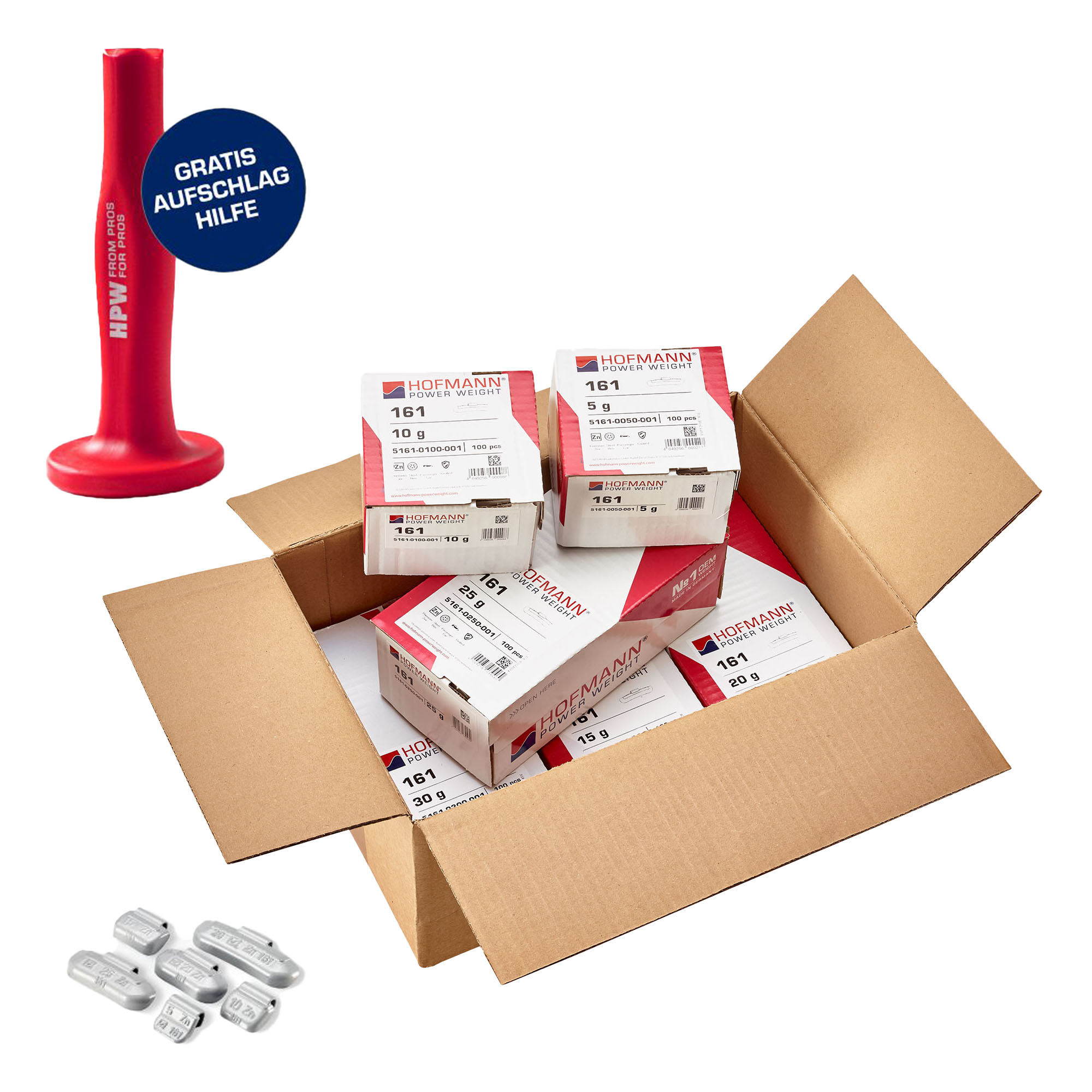 1Set peso a molla Hofmann Power Weight -Typ 161- - Typ 161, 5-30 g, zinco, argento