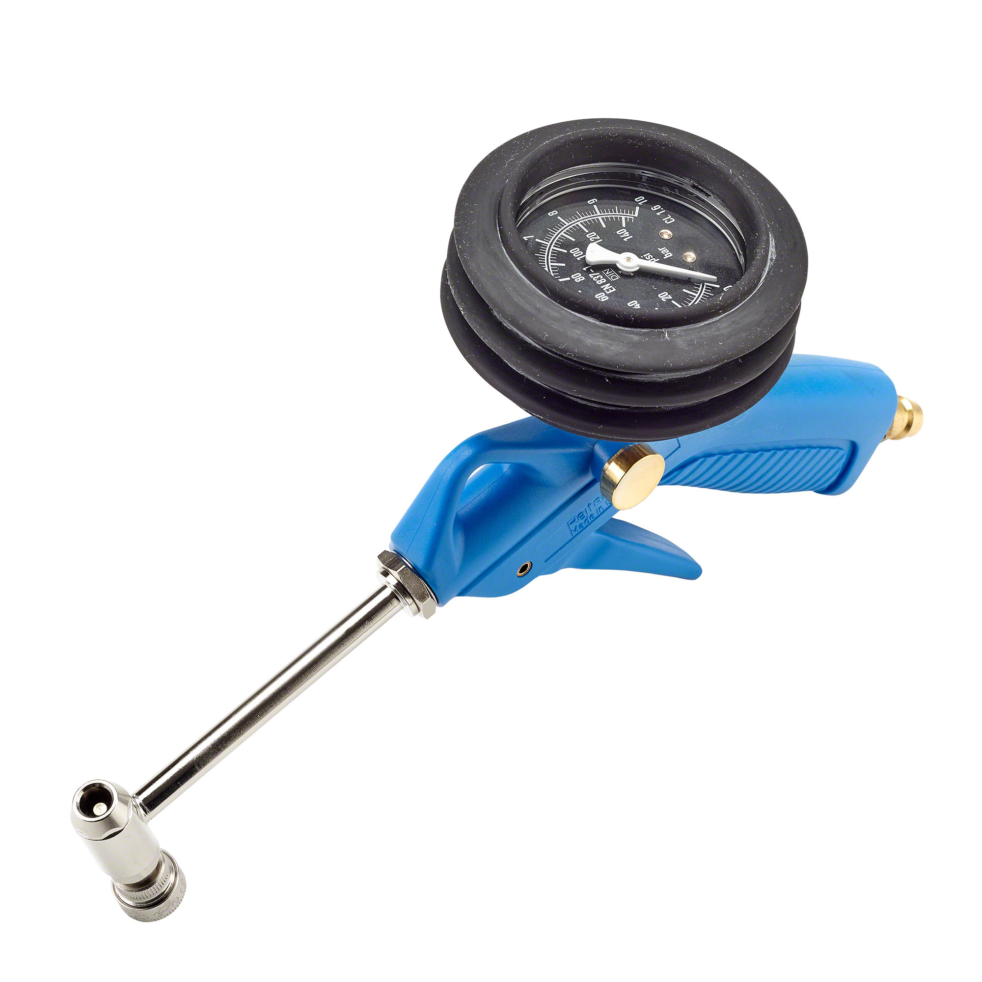 Hand tire inflator, rotatable with quick coupling